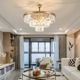 Postmoderni Luxury Round K9 Crystal Pendant Chandelier Lights -näyttelyhalli