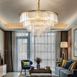 Postmoderni Luxury Round K9 Crystal Pendant Chandelier Lights -näyttelyhalli