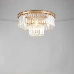 Postmoderni Luxury Round K9 Crystal Flush Mount Ceiling Light Exhibition Hall