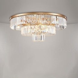Postmoderni Luxury Round K9 Crystal Flush Mount Ceiling Light Exhibition Hall