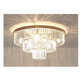 Postmoderni Luxury Round K9 Crystal Flush Mount Ceiling Light Exhibition Hall