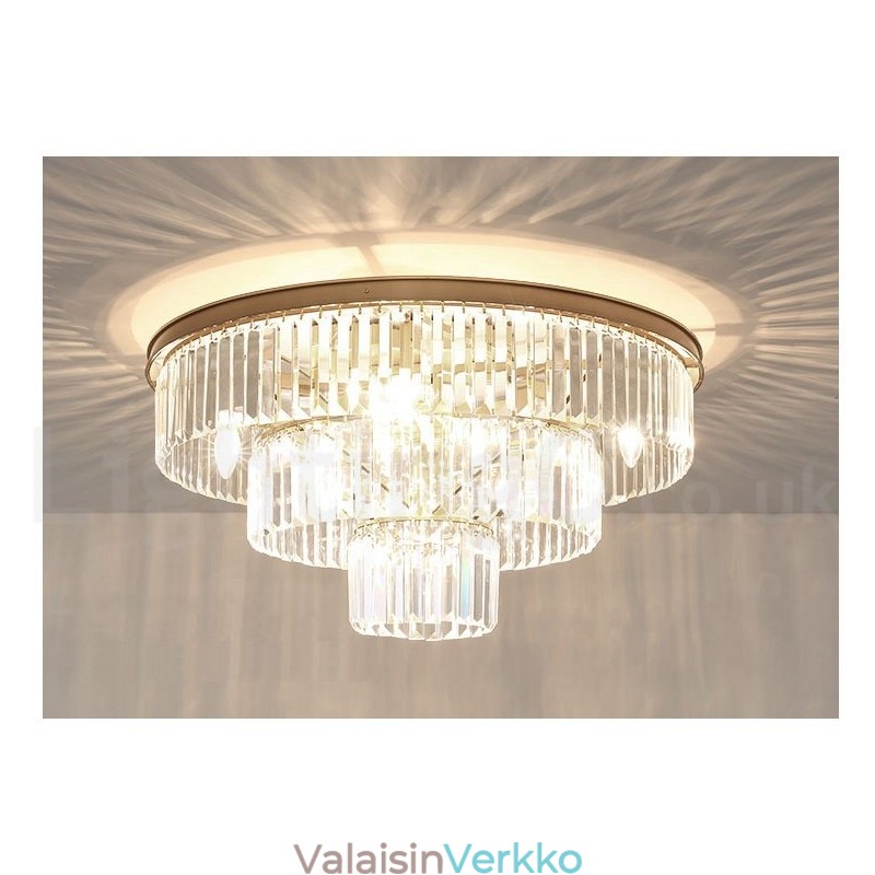Postmoderni Luxury Round K9 Crystal Flush Mount Ceiling Light Exhibition Hall