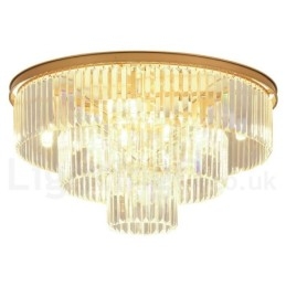 Postmoderni Luxury Round K9 Crystal Flush Mount Ceiling Light Exhibition Hall