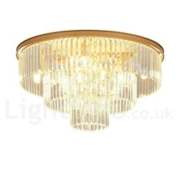 Postmoderni Luxury Round K9 Crystal Flush Mount Ceiling Light Exhibition Hall