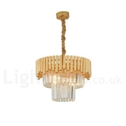 Postmoderni Gold Luxury Round K9 Crystal Pendant -kattokruunuvalojen messuhalli