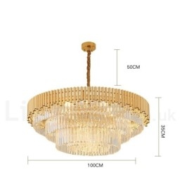 Postmoderni Gold Luxury Round K9 Crystal Pendant -kattokruunuvalojen messuhalli