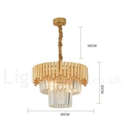 Postmoderni Gold Luxury Round K9 Crystal Pendant -kattokruunuvalojen messuhalli