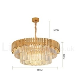 Postmoderni Gold Luxury Round K9 Crystal Pendant -kattokruunuvalojen messuhalli
