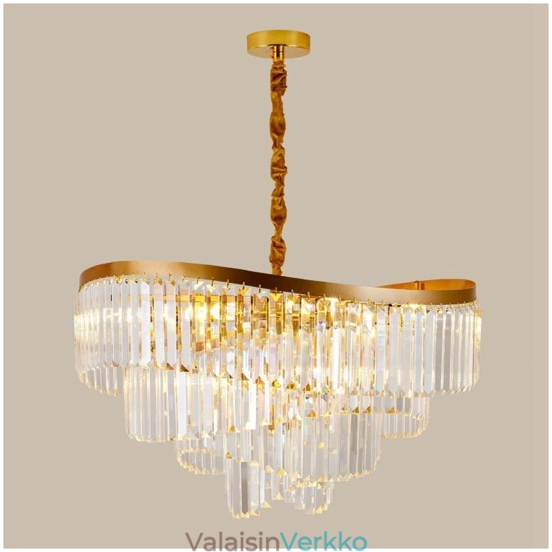 Kultainen Postmoderni Luxury Round K9 Crystal Pendant Kattokruunu -näyttelyhalli
