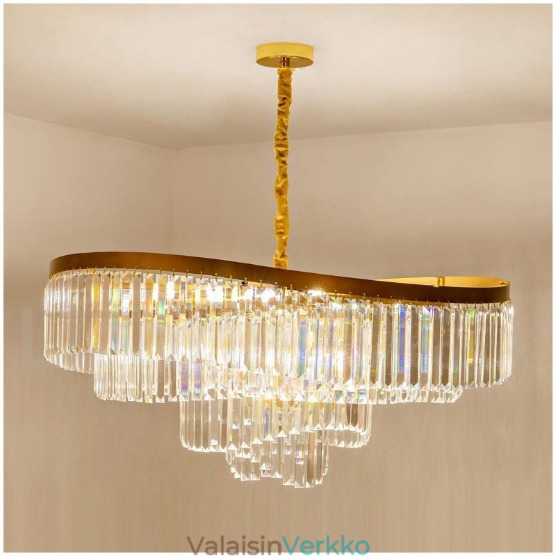 Kultainen Postmoderni Luxury Round K9 Crystal Pendant Kattokruunu -näyttelyhalli