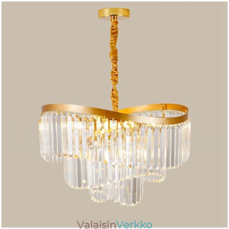 Kultainen Postmoderni Luxury Round K9 Crystal Pendant Kattokruunu -näyttelyhalli