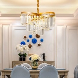 Kultainen Postmoderni Luxury Round K9 Crystal Pendant Kattokruunu -näyttelyhalli