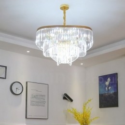 Kultainen Postmoderni Luxury Round K9 Crystal Pendant Kattokruunu -näyttelyhalli