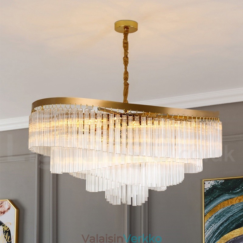 Kultainen Postmoderni Luxury Round K9 Crystal Pendant Kattokruunu -näyttelyhalli