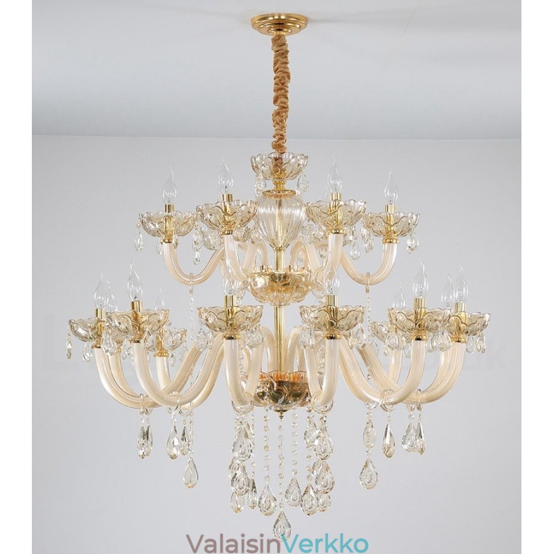 18 (12+6) Vaalean samppanjanvärinen Elegantti kristallikynttiläkattokruunu