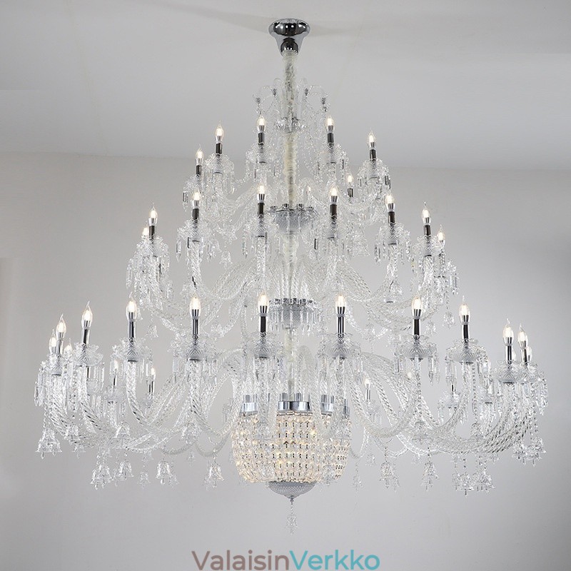 50 Light Kirkas Elegantti Ylellinen Kristallikynttiläkattokruunu Näyttely Hal