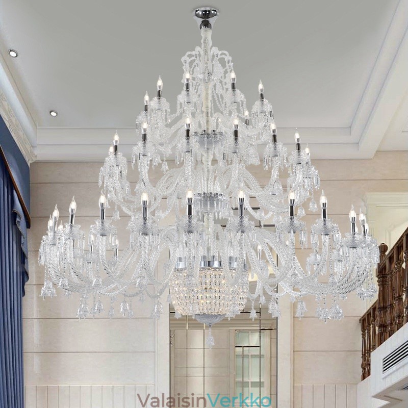50 Light Kirkas Elegantti Ylellinen Kristallikynttiläkattokruunu Näyttely Hal