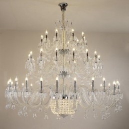 50 Light Kirkas Elegantti Ylellinen Kristallikynttiläkattokruunu Näyttely Hal