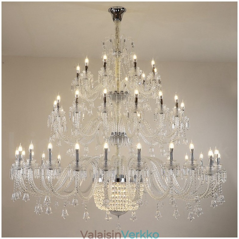 50 Light Kirkas Elegantti Ylellinen Kristallikynttiläkattokruunu Näyttely Hal