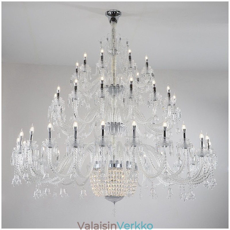 50 Light Kirkas Elegantti Ylellinen Kristallikynttiläkattokruunu Näyttely Hal