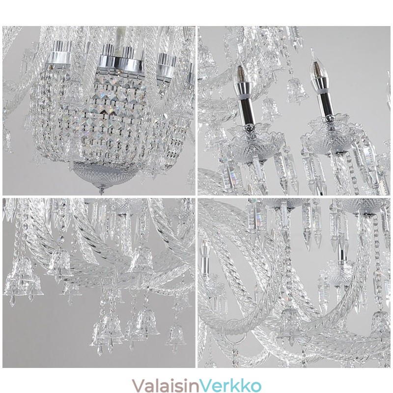 50 Light Kirkas Elegantti Ylellinen Kristallikynttiläkattokruunu Näyttely Hal