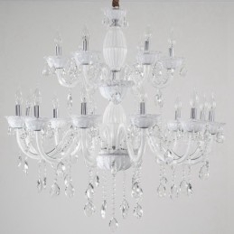 18 (12+6) Vaaleanvalkoinen tyylikäs kynttiläkruunu kristallilla