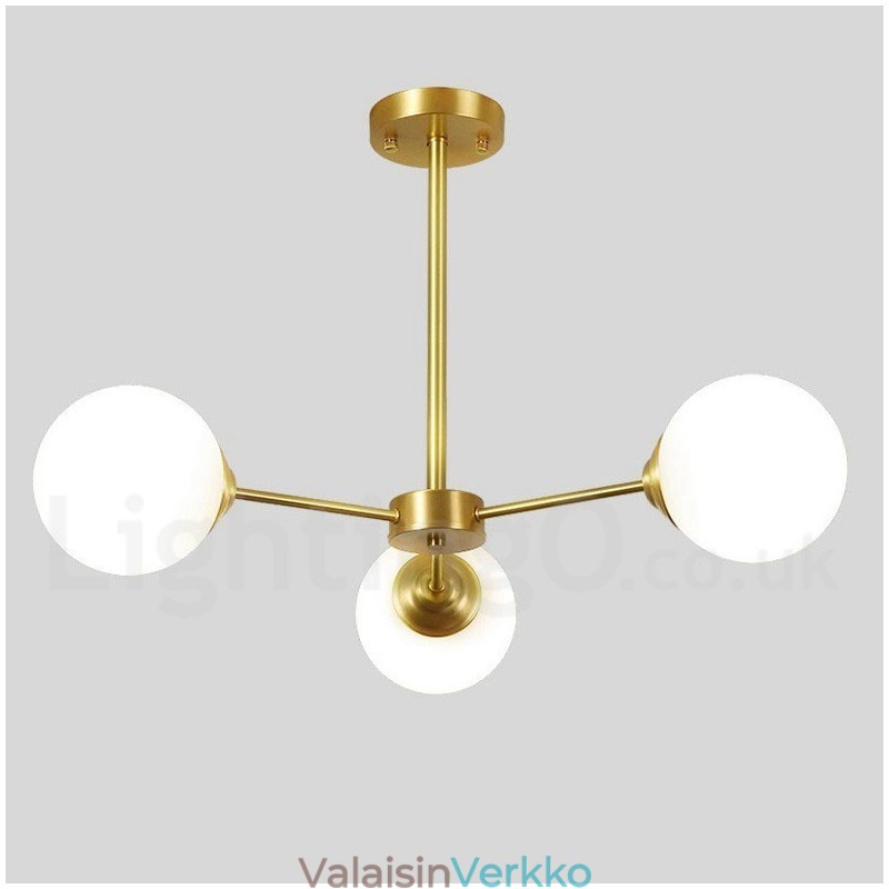 3 Light Pure Brass Northern Europe Bean Kattokruunu Moderni Metal Molecules riippuvalaisin