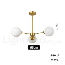 3 Light Pure Brass Northern Europe Bean Kattokruunu Moderni Metal Molecules riippuvalaisin