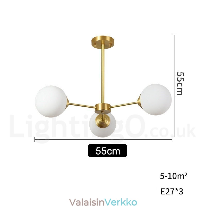 3 Light Pure Brass Northern Europe Bean Kattokruunu Moderni Metal Molecules riippuvalaisin