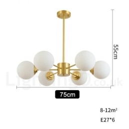 6 Light Pure Brass Northern Europe Bean Kattokruunu Moderni metallimolekyyliset riippuvalaisin