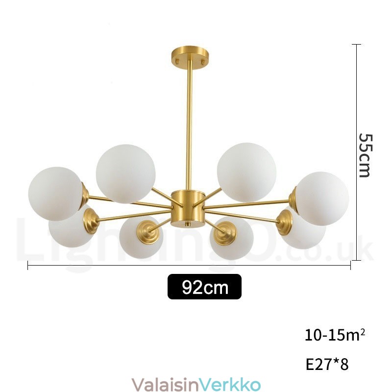 8 Light Puhdasta messinkiä Pohjois-Eurooppa Papukattokruunu Moderni metallimolekyylejä riippuvalaisin