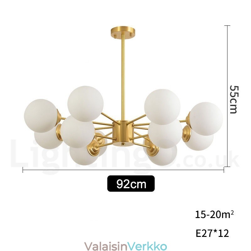 12 valoa (8+4 valoa) kaksitasoista puhdasta messinkiä Pohjois-Euroopan papu kattokruunu Moderni metallimolekyylit riippuvalaisin