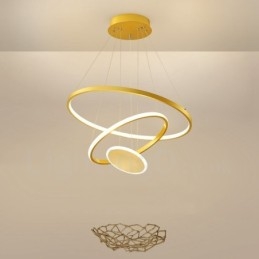 Three Circles Modern Design Three Rings Gold -riippuvalaisin kaukosäätimellä