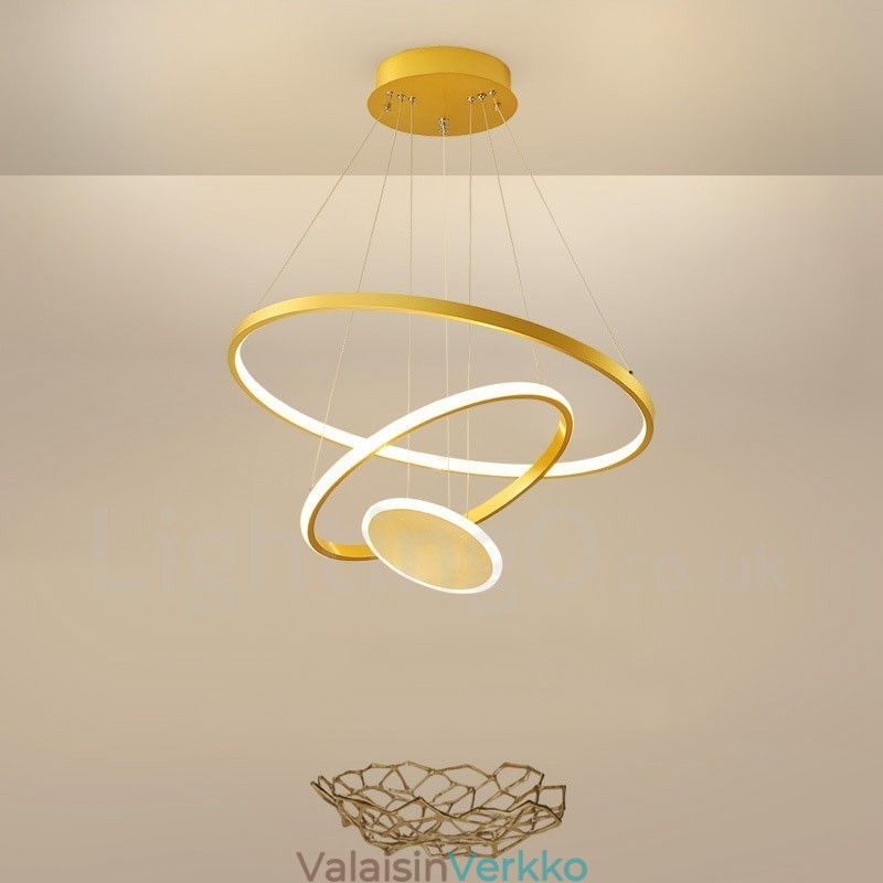 Three Circles Modern Design Three Rings Gold -riippuvalaisin kaukosäätimellä