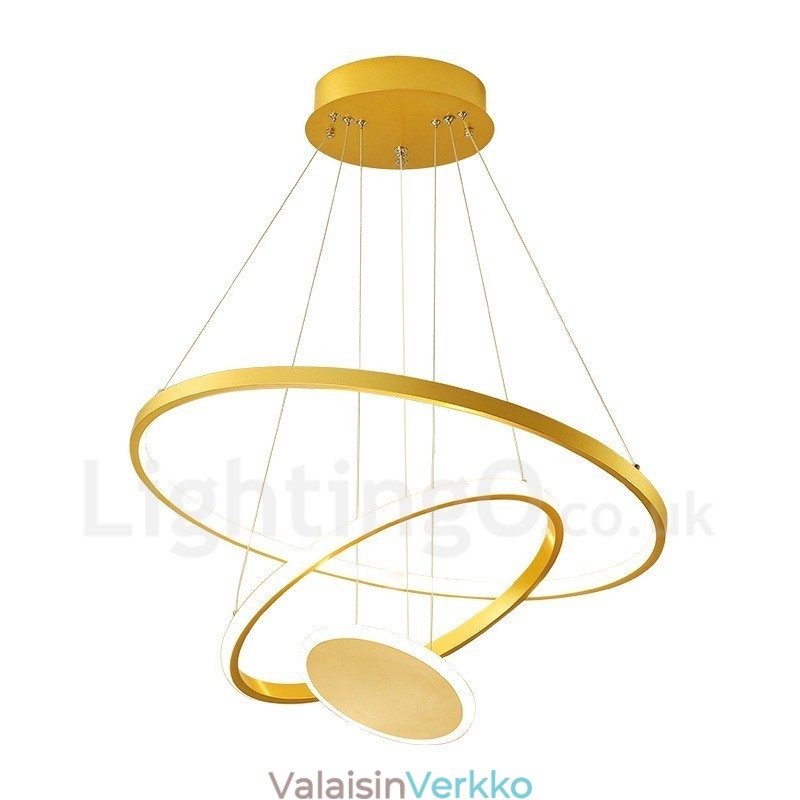 Three Circles Modern Design Three Rings Gold -riippuvalaisin kaukosäätimellä