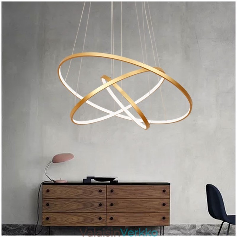 Himmennettävä riippuvalaisin kaukosäätimellä Kultainen Moderni Design Kolme rengasta