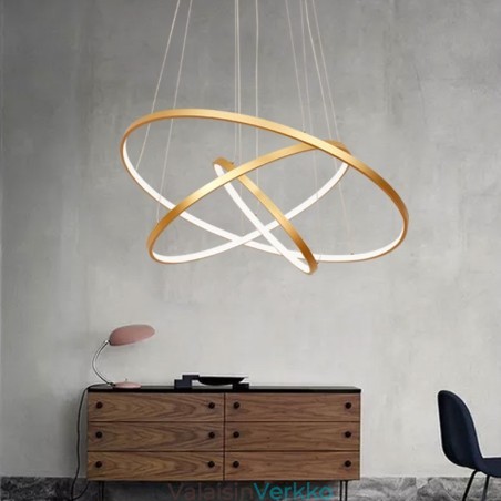 Himmennettävä riippuvalaisin kaukosäätimellä Kultainen Moderni Design Kolme rengasta Himmennettävä riippuvalaisin kaukosäätimellä Kultainen Moderni Design Kolme rengasta