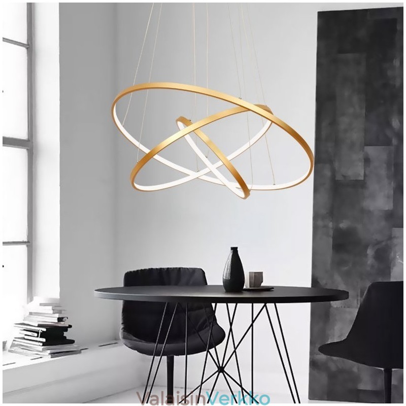 Himmennettävä riippuvalaisin kaukosäätimellä Kultainen Moderni Design Kolme rengasta