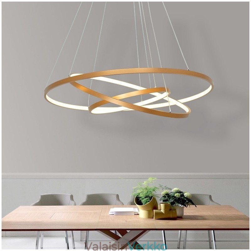 Himmennettävä riippuvalaisin kaukosäätimellä Kultainen Moderni Design Kolme rengasta