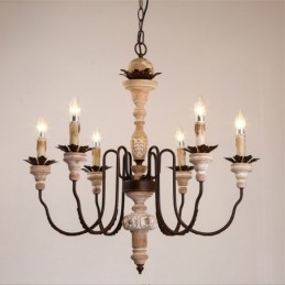 Country Vintage puinen 6 Light kattokruunu valo