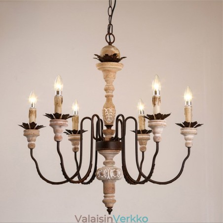 Country Vintage puinen 6 Light kattokruunu valo Country Vintage puinen 6 Light kattokruunu valo