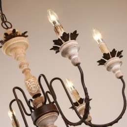 Country Vintage puinen 6 Light kattokruunu valo