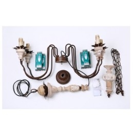 Country Vintage puinen 6 Light kattokruunu valo