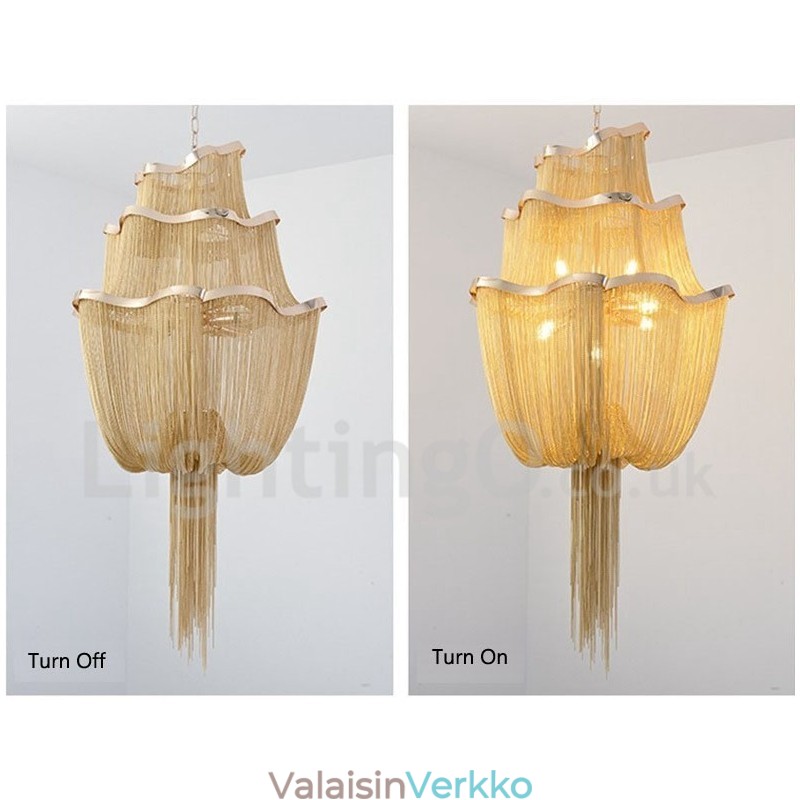 Tassels Kattokruunu Designer Riipus Vaalea Hopea Kulta Väri