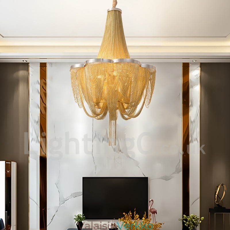 Tassels Kattokruunu Designer Riipus Vaalea Hopea Kulta Väri