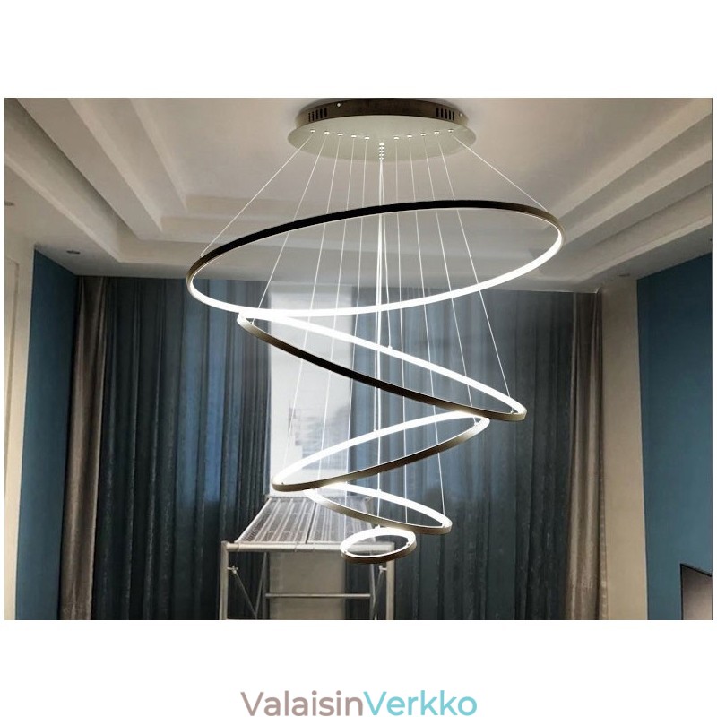 Suuri 4 sormusta 5 sormusta musta valkokultainen riipus valo moderni design