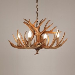 4 Vaalea maalaismainen taiteellinen retro Antler Antler kattokruunu