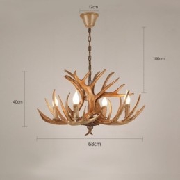 4 Vaalea maalaismainen taiteellinen retro Antler Antler kattokruunu