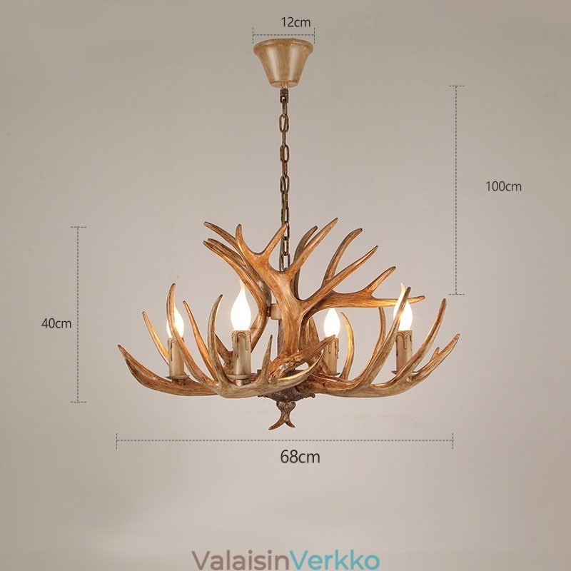 4 Vaalea maalaismainen taiteellinen retro Antler Antler kattokruunu