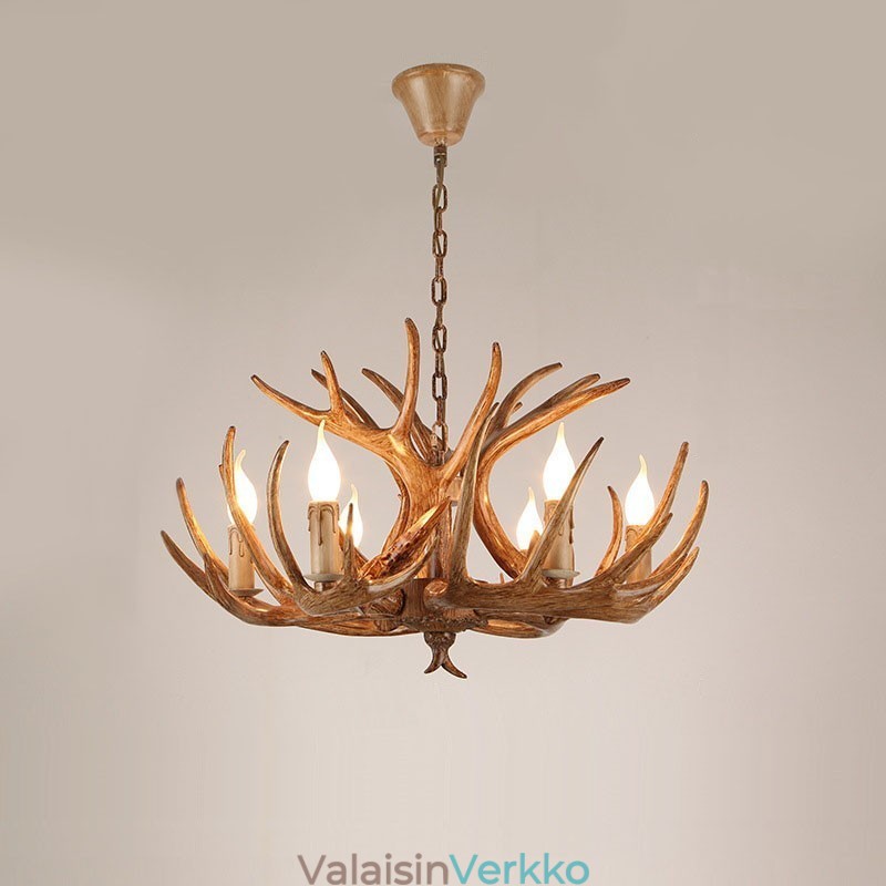 6 Vaalea maalaismainen taiteellinen Retro Antler Antler kattokruunu